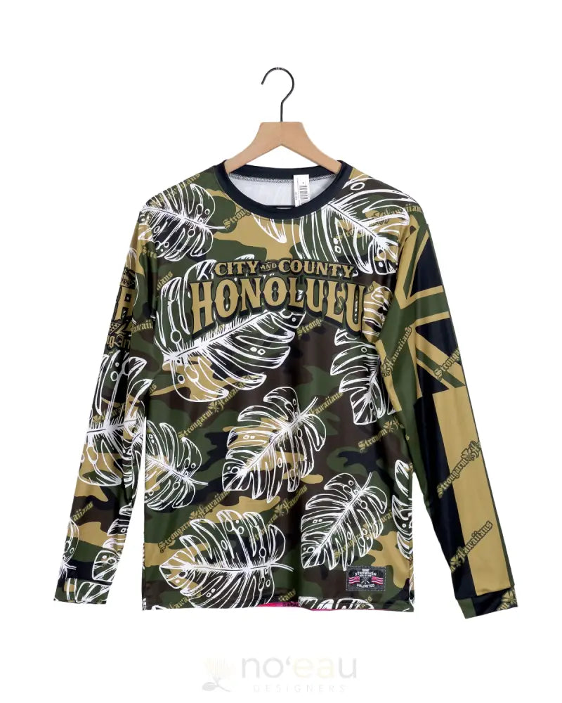 STRONGARM HAWAIIANS - Camo City and County Monstera Long Sleeve Sub Dye MEN’S CLOTHING