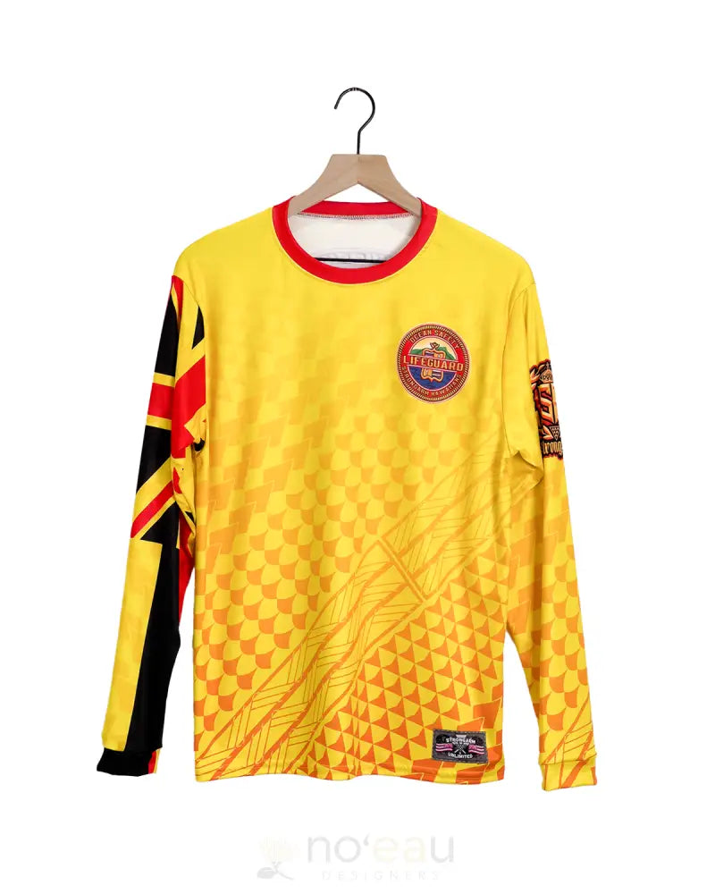 Strongarm Hawaiians - Lifeguard Yellow Long Sleeve Sub Dye Men’s Clothing