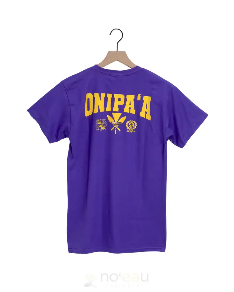 Strongarm Hawaiians - Liliuokalani Stamp Purple/Yellow T-Shirt Men’s Clothing