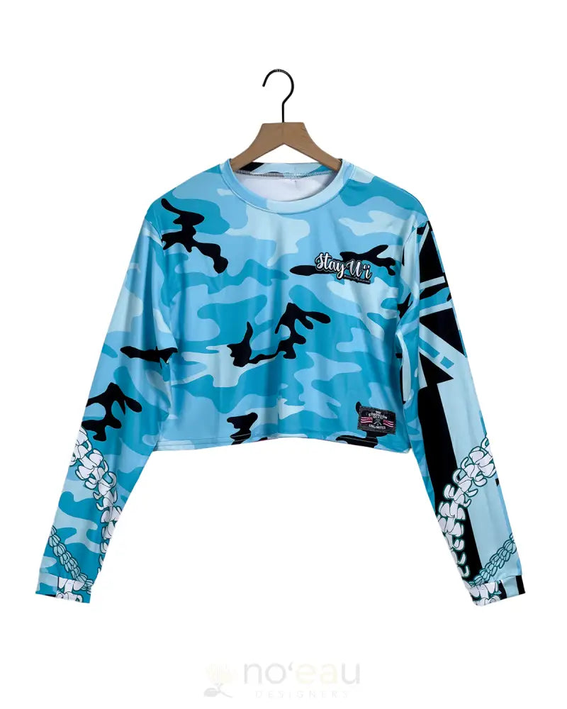 STRONGARM HAWAIIANS - Long Sleeve Crop Top Sub Dye Bubbles Blue / XS WOMEN’S CLOTHING