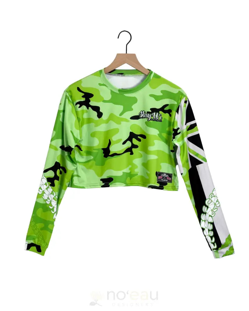 STRONGARM HAWAIIANS Long Sleeve Crop Top Sub Dye Buttercup Green / XS WOMEN’S CLOTHING