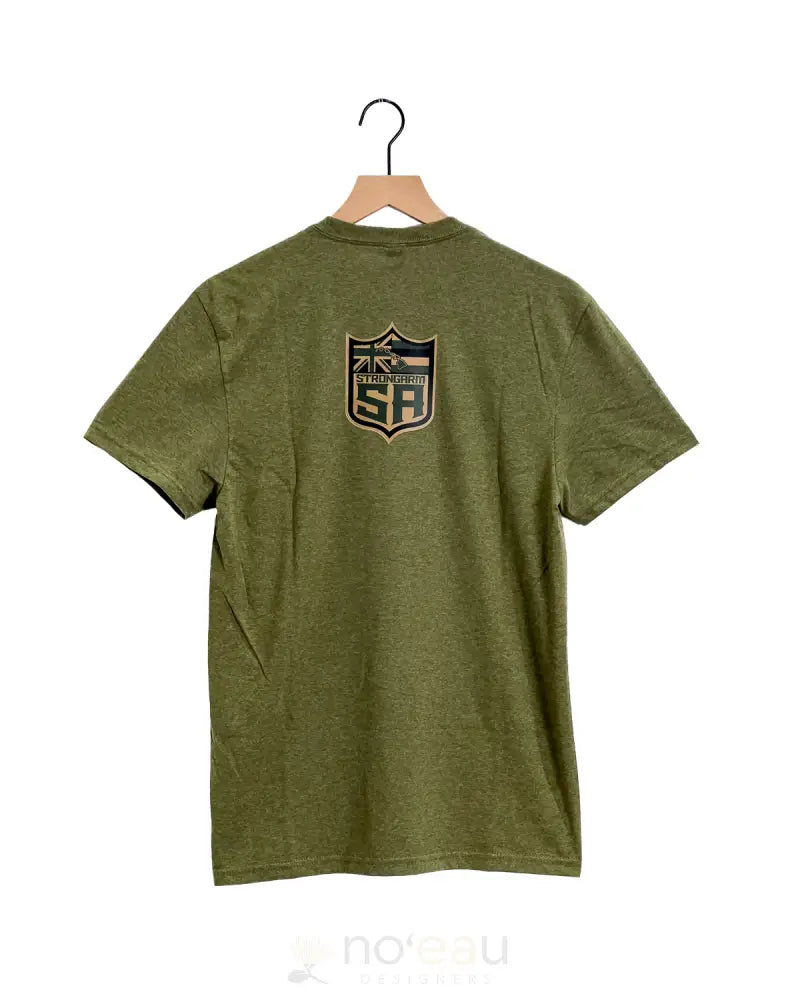 STRONGARM HAWAIIANS - Olive Green Shield Cotton T-Shirt MEN’S CLOTHING