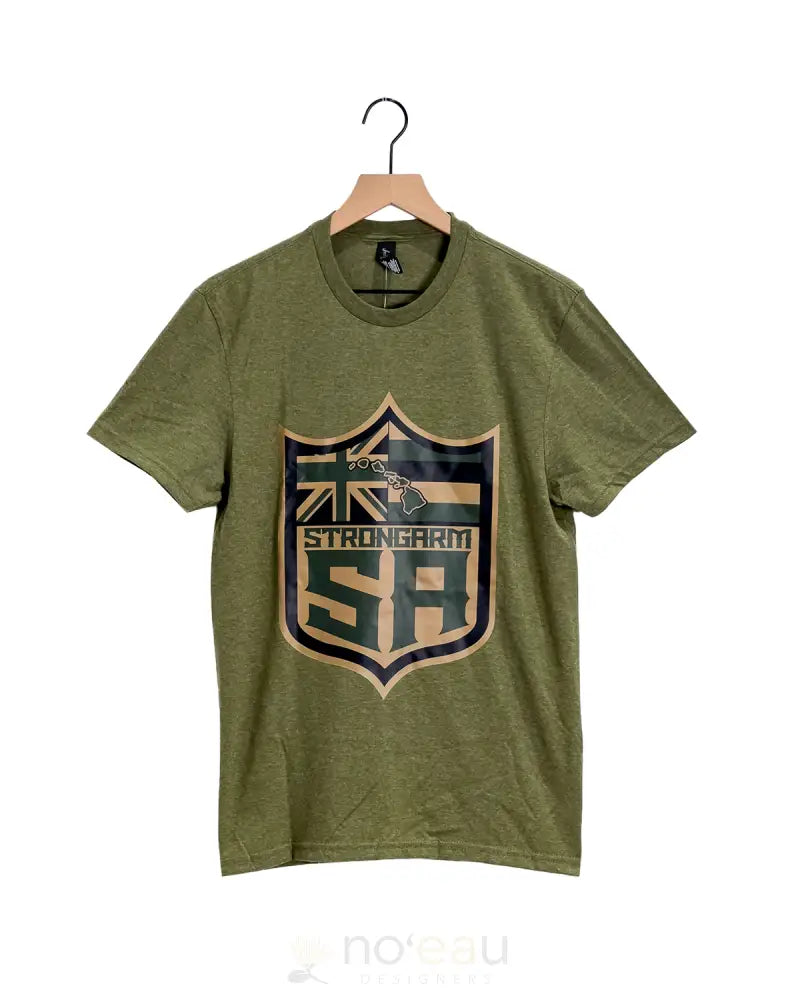 STRONGARM HAWAIIANS - Olive Green Shield Cotton T-Shirt MEN’S CLOTHING