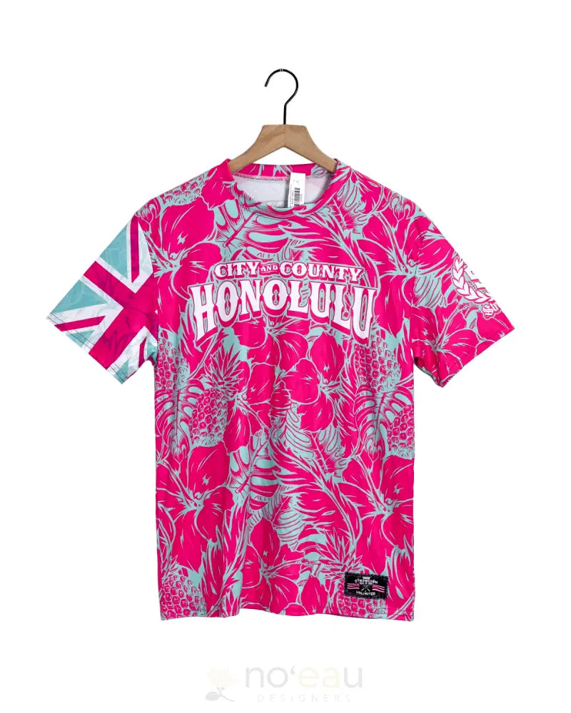STRONGARM HAWAIIANS - Pineapple Floral City and County Blue and Pink Sub Dye MEN’S CLOTHING