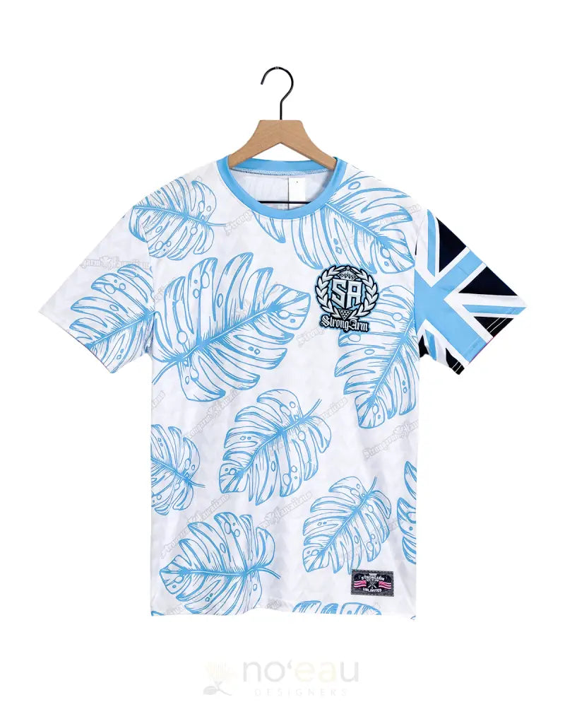 STRONGARM HAWAIIANS - SA Baby Blue Monstera Sub Dye T-Shirt MEN’S CLOTHING