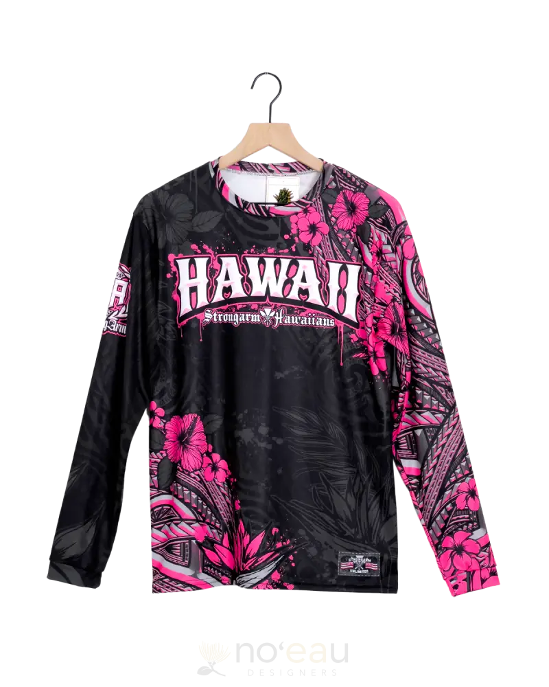 Strongarm Hawaiians - Sa Pink Hawaii Tribal Sub Dye Long Sleeve Men’s Clothing