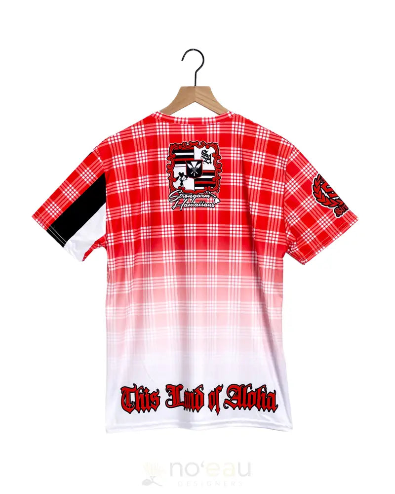 STRONGARM HAWAIIANS - Sons of Hawaii Red Palaka Sub Dye T-Shirt MEN’S CLOTHING
