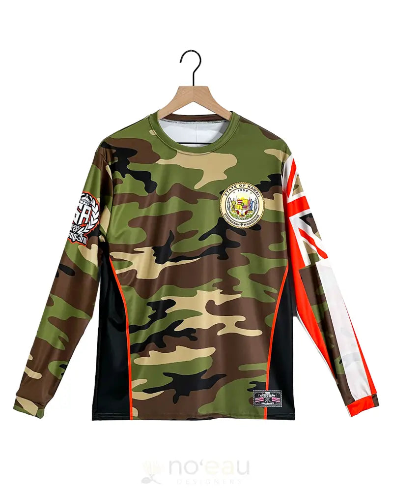 STRONGARM HAWAIIANS - State of Hawaii Camo/Orange Long Sleeve Sub Dye MEN’S CLOTHING