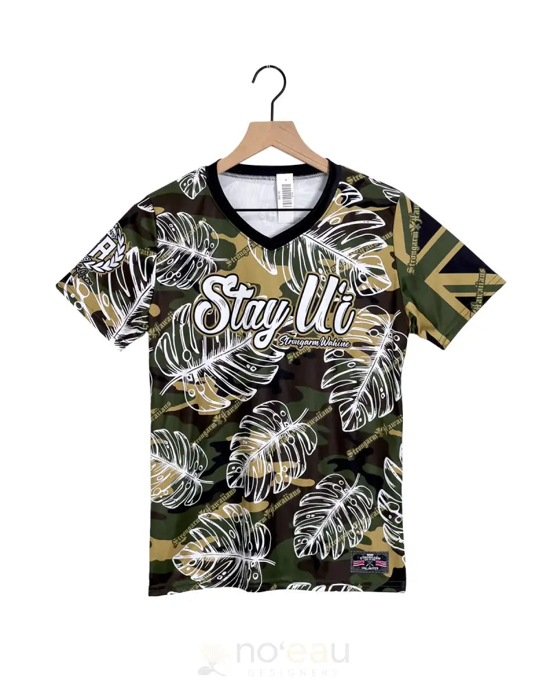 STRONGARM HAWAIIANS - Stay Uʻi Camo Monstera Sub Dye V-Neck WOMEN’S CLOTHING