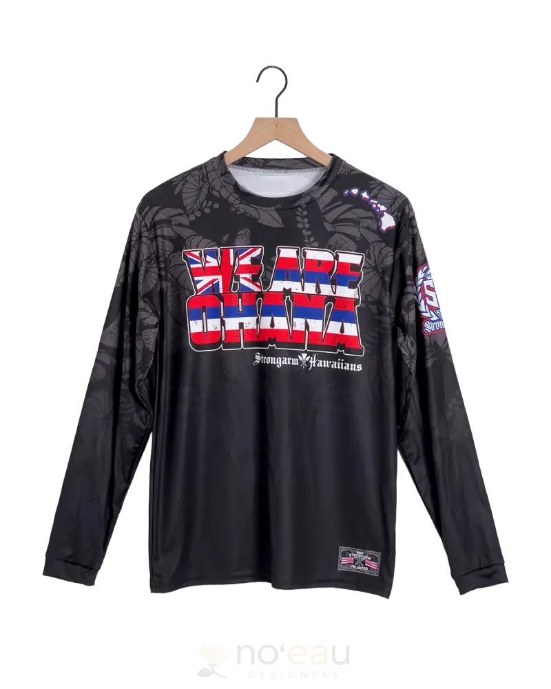 Strongarm Hawaiians - We Are Ohana Black Sub Dye Long Sleeve Men’s Clothing