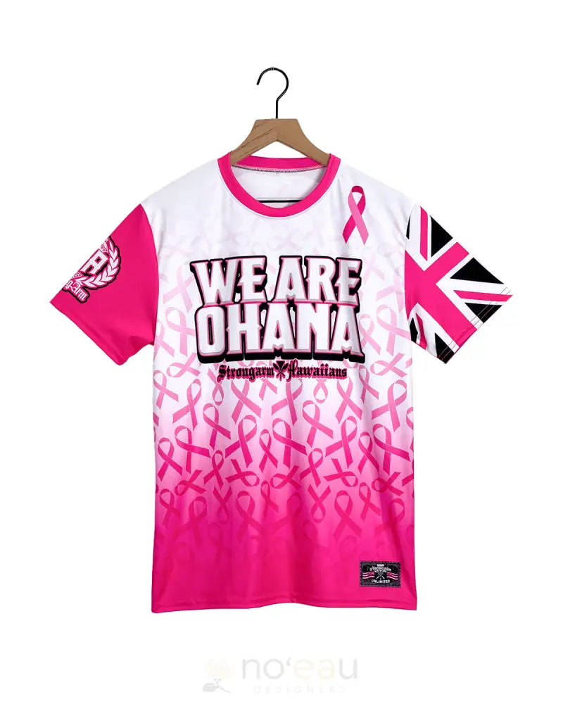 STRONGARM HAWAIIANS - ’We Are Ohana’ Breast Cancer Awareness Sub Dye T-Shirt WOMEN’S CLOTHING