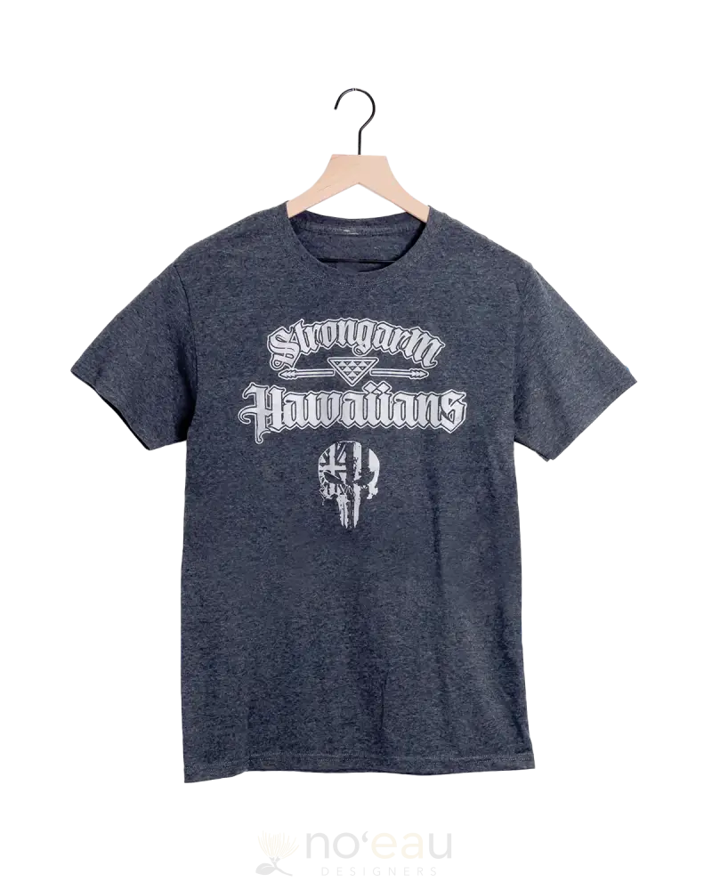 Strongarm Hawaiians - ’We The Kanaka’ Punisher T-Shirt Charcoal Grey/Silver Men’s Clothing