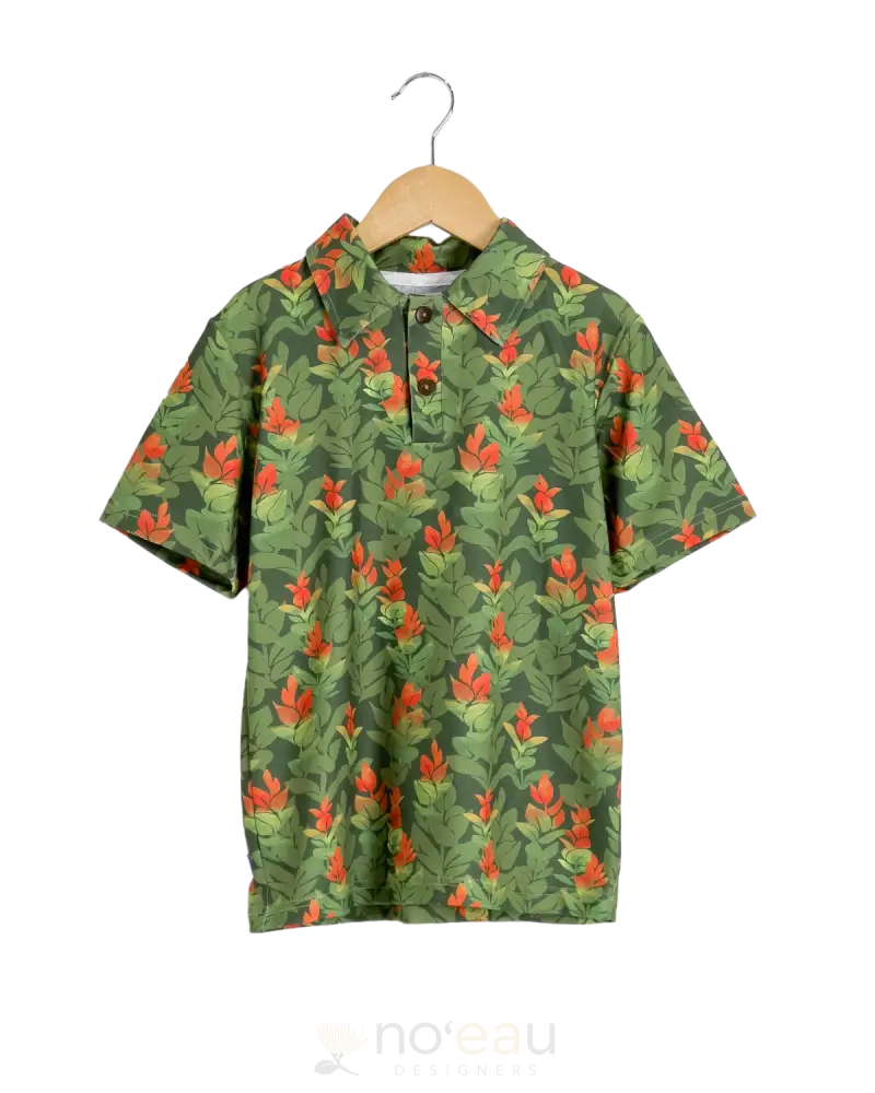 The Keiki Dept - Liko Lehua Green Polo Kids Clothing