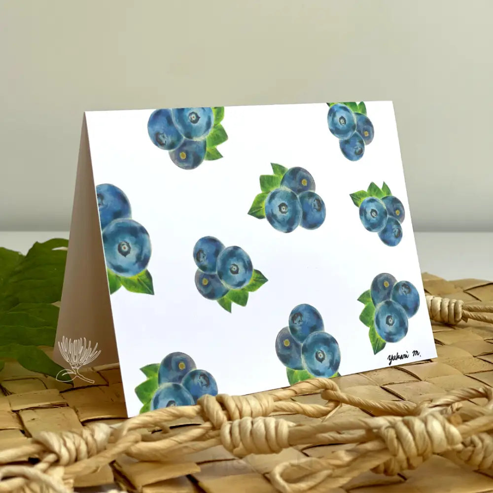 YUKARI'S ART - Bunch of Blueberries Greeting Card - Noʻeau Designers