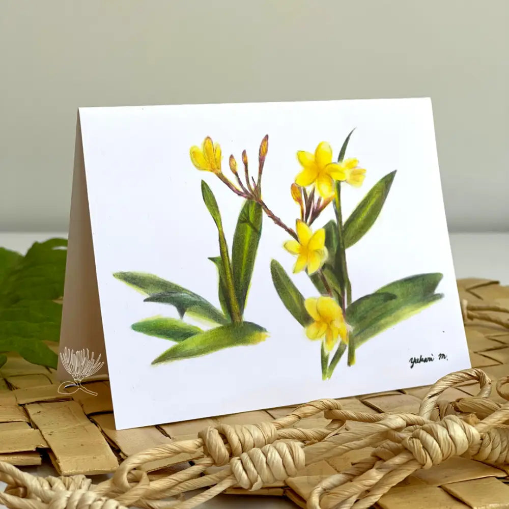 YUKARI'S ART - Garden Plumeria Greeting Card - Noʻeau Designers