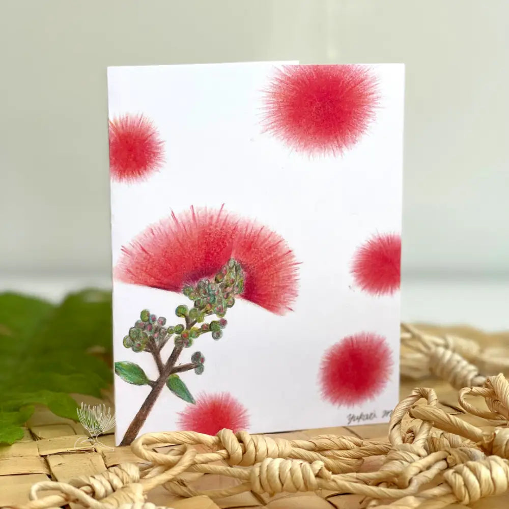 YUKARI'S ART - ʻŌhiʻa Lehua Greeting Card - Noʻeau Designers